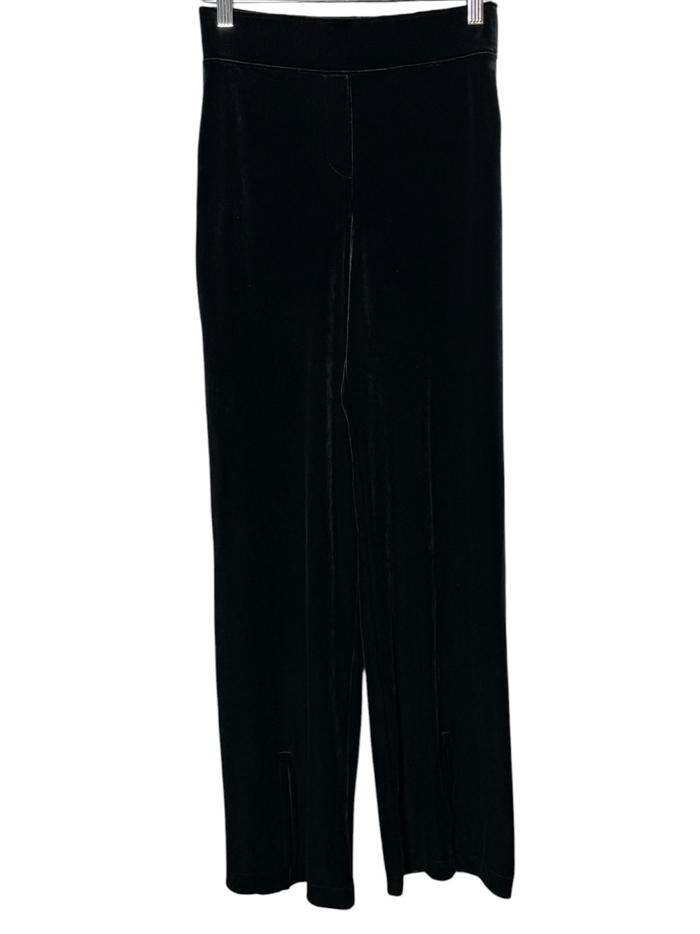 Spanx Black Velvet Front Slit Wide Leg Pants Size SP - Picture 3 of 7